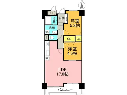 ロイヤルシャトー(2LDK/5階)の間取り写真
