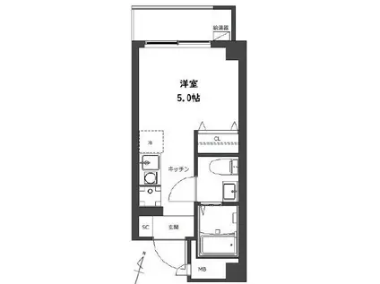 吉野町RESIDENCE(ワンルーム/8階)の間取り写真