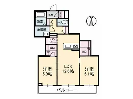 グレースセゾン 樹(2LDK/2階)の間取り写真