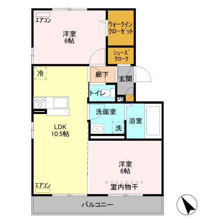 ケント A(2LDK/3階)の間取り写真