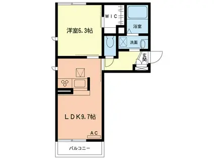 RIVER WIND I(1LDK/1階)の間取り写真