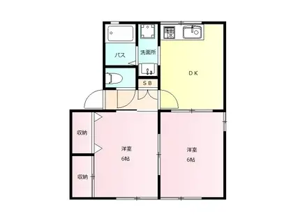 シャン・ド・フルール(2DK/2階)の間取り写真