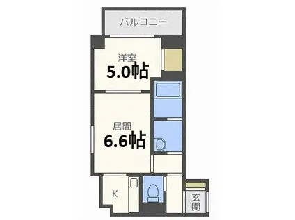 グランドビュー共応(1DK/2階)の間取り写真