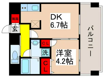N-STAGE 行徳II(1DK/6階)の間取り写真
