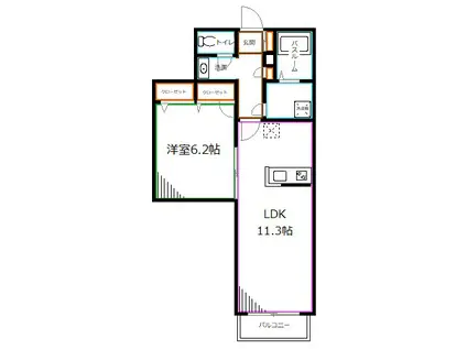 ペルショワール・ルリナ(1LDK/2階)の間取り写真
