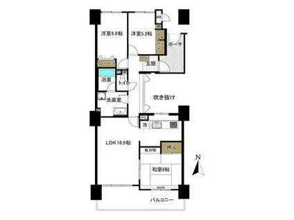 サーパスシティ熊本(3LDK/8階)の間取り写真