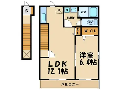 アンバーガーデン(1LDK/2階)の間取り写真