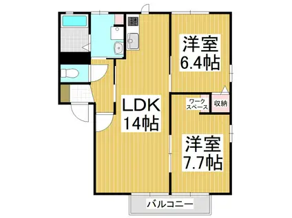 コーポ・トロモン B(2LDK/1階)の間取り写真