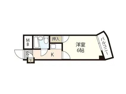 水口ビル(1K/4階)の間取り写真