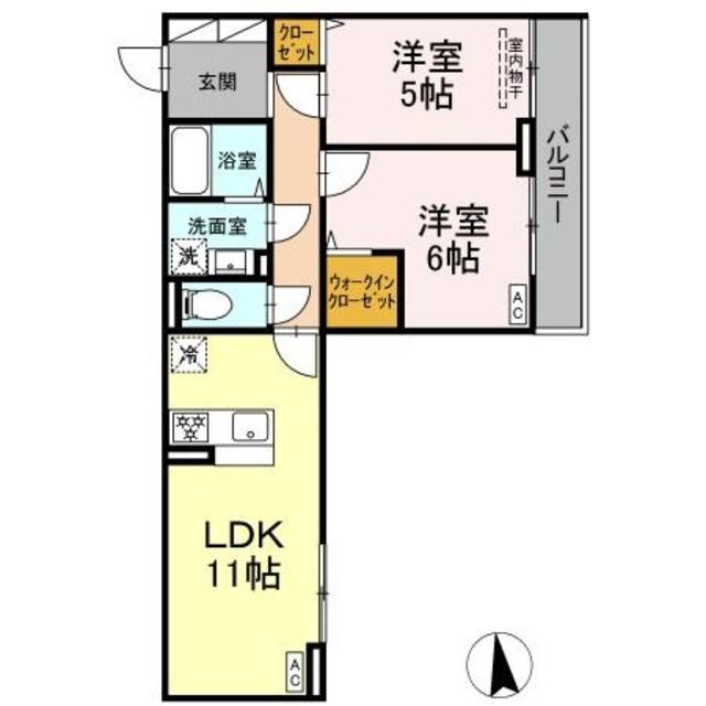 グラナーデ東葛西(2LDK/3階)の間取り写真