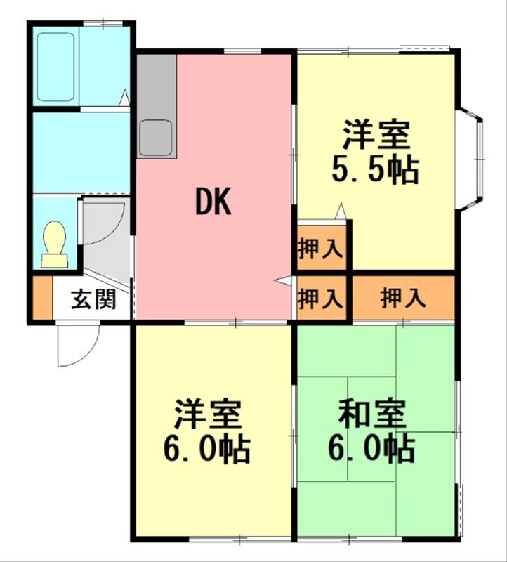 栗の木ハイム(3DK/2階)の間取り写真
