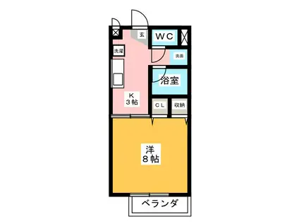 サープラスIセルシェ(1K/2階)の間取り写真