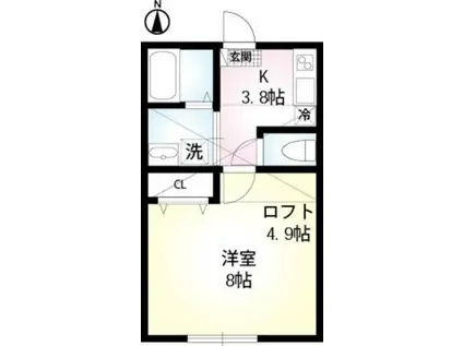 CRECIA(1K/1階)の間取り写真