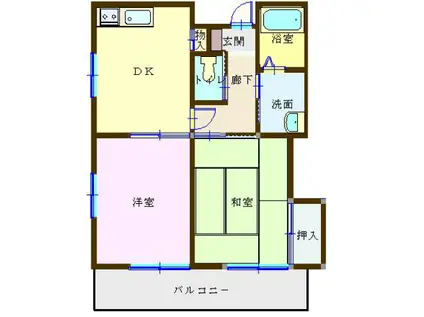 メゾン・ジュネス(2DK/2階)の間取り写真