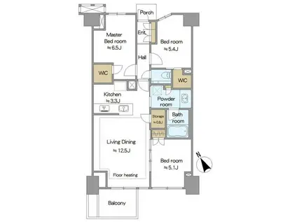 プラウド銀座東レジデンス(3LDK/4階)の間取り写真