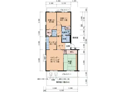 すずかけ台ハイツ第3(3LDK/2階)の間取り写真