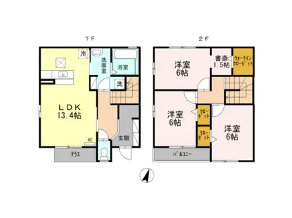 パークサイドモンパール A棟(3LDK/2階)の間取り写真