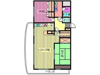 V.I.P.ROYAL氷川台(2LDK/2階)の間取り写真