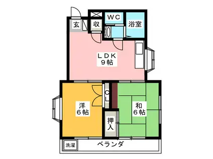 第1サンハイツ(2LDK/2階)の間取り写真