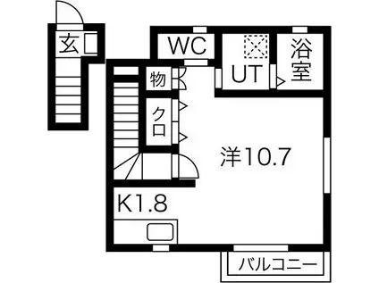 サンライズ西徳田(1K/2階)の間取り写真