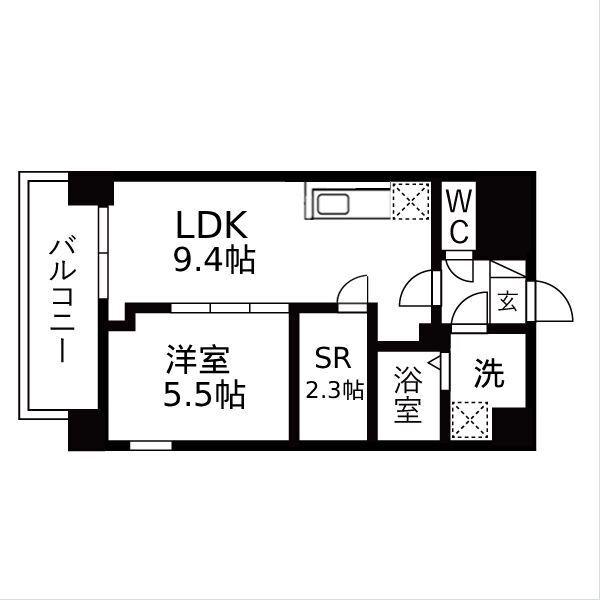 パークス堺筋本町(1SLDK/10階)の間取り写真