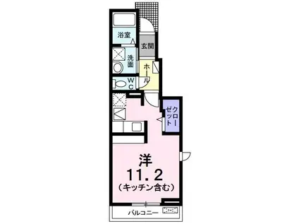 パステルプリンセス IV(ワンルーム/1階)の間取り写真