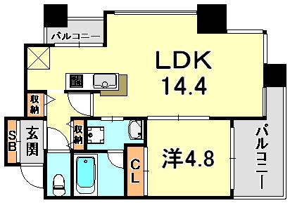 アーバネックス神戸水木通(1LDK/10階)の間取り写真