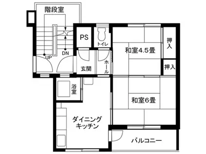小田急小田原線 伊勢原駅 徒歩12分 4階建 築63年(2DK/1階)の間取り写真