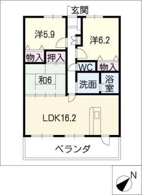 ファヴォール白壁(3LDK/4階)の間取り写真