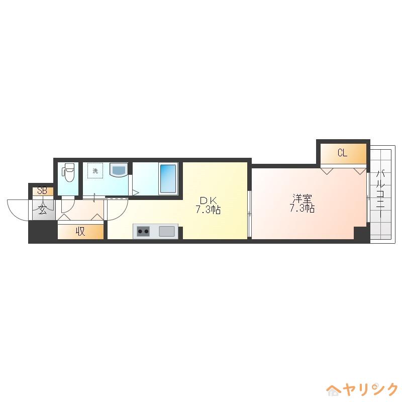 ARSA上飯田(1DK/3階)の間取り写真