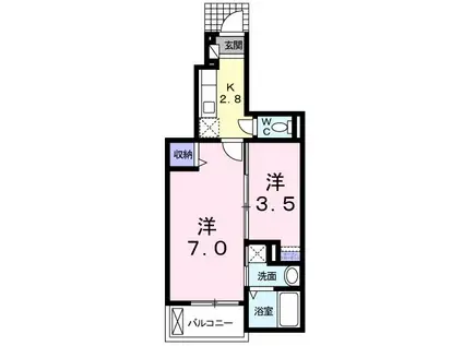 サンクレスティー(1SK/1階)の間取り写真