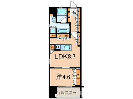 ニューシティアパ-トメンツ芝公園(1LDK/9階)の間取り写真