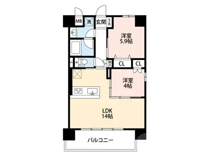 AI RITORNO(2LDK/3階)の間取り写真