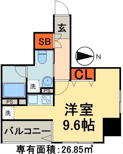 コンフォリア浅草橋DEUX(ワンルーム/2階)の間取り写真