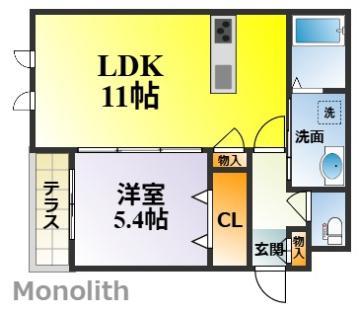 パロアルトII(1LDK/1階)の間取り写真