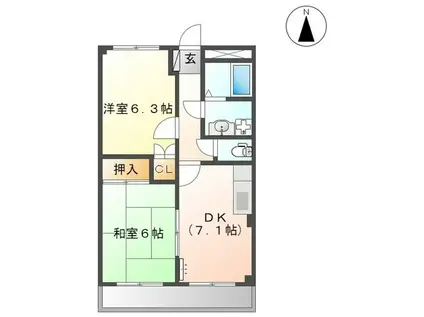 グランディール中野(2DK/1階)の間取り写真