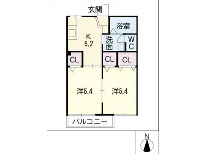 コートビレッジ緑(2K/2階)の間取り写真