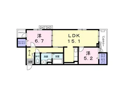 コージースクエア 上穂積(2LDK/2階)の間取り写真