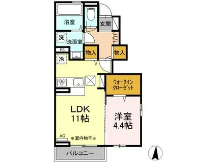 グランフルール A(1LDK/1階)の間取り写真