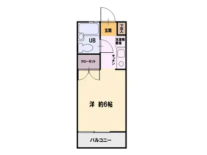 湘南宮本ハイツ(1K/2階)の間取り写真