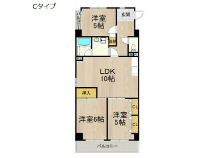 パークモダン伊丹(3LDK/6階)の間取り写真