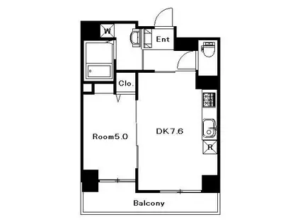 ラトゥール若葉(1DK/7階)の間取り写真