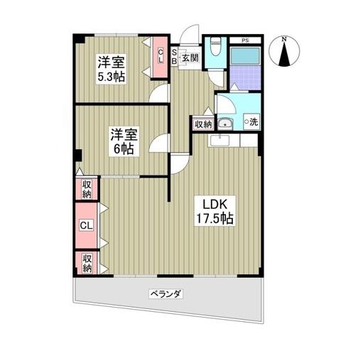 ラ・ディファンスミキ(2LDK/3階)の間取り写真