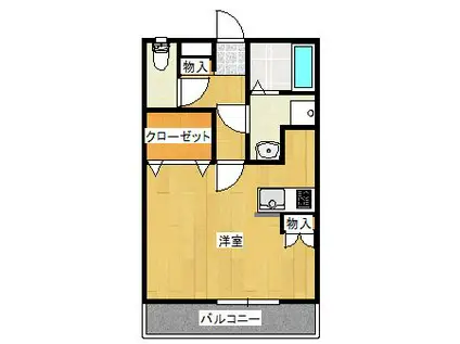 ビネンブルフ I(ワンルーム/1階)の間取り写真