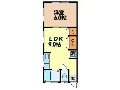 トキハンズ三原(1LDK/1階)の間取り写真