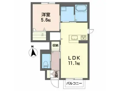 シャーメゾンAYA(1LDK/1階)の間取り写真
