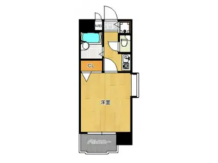 ライオンズマンション西新第5(1K/2階)の間取り写真