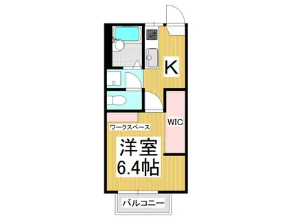 フレグランスヴィラ C(1K/2階)の間取り写真