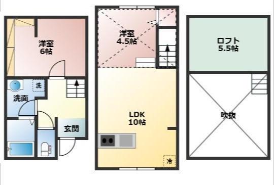 AKURA平井(1LDK/2階)の間取り写真