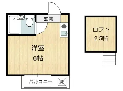 ヴィラ松庵A棟(ワンルーム/2階)の間取り写真